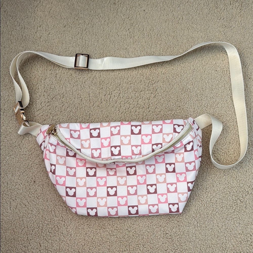 Disney Pink and White Crossbody Bag with Mickey Pattern